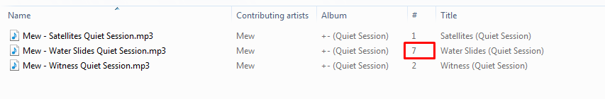 Has anyone else seen this? The track numbers in the “Quiet Session” track metadata are n